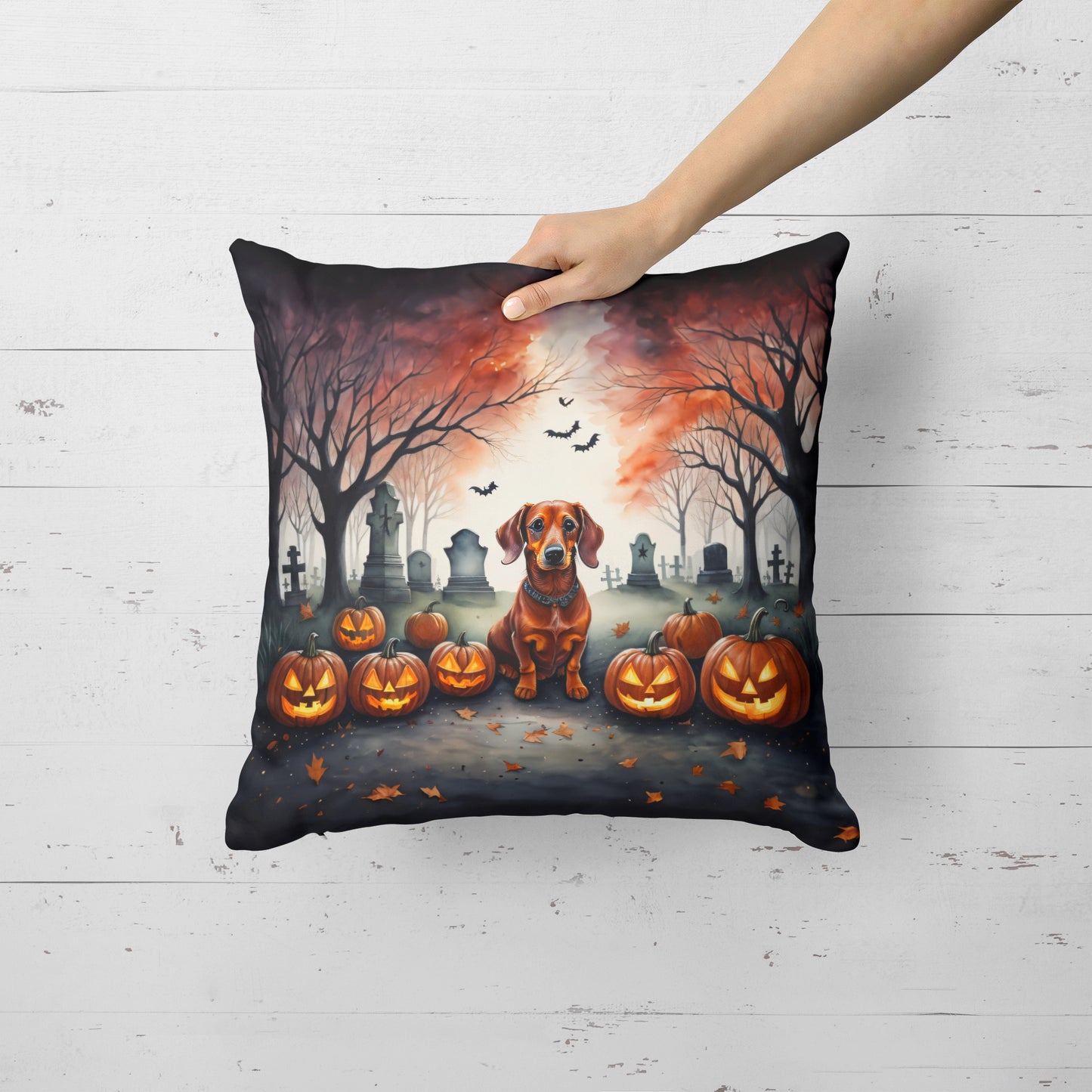 Dachshund Spooky Halloween Throw Pillow