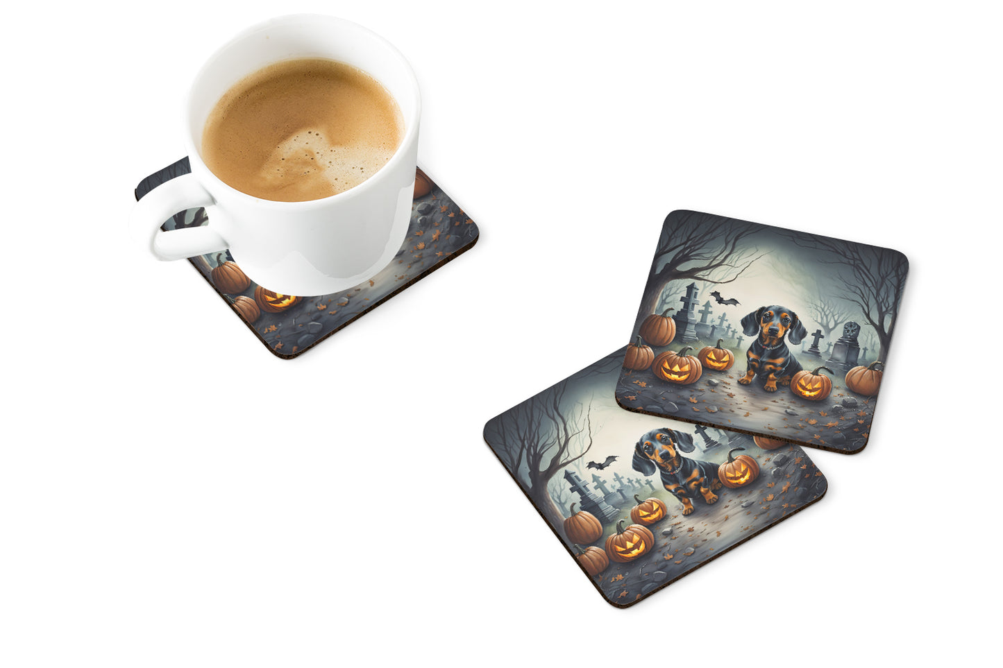 Dachshund Spooky Halloween Foam Coasters