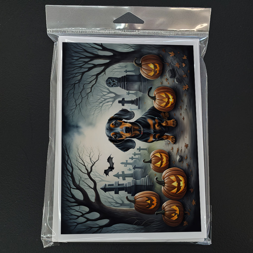 Dachshund Spooky Halloween Greeting Cards and Envelopes Pack of 8