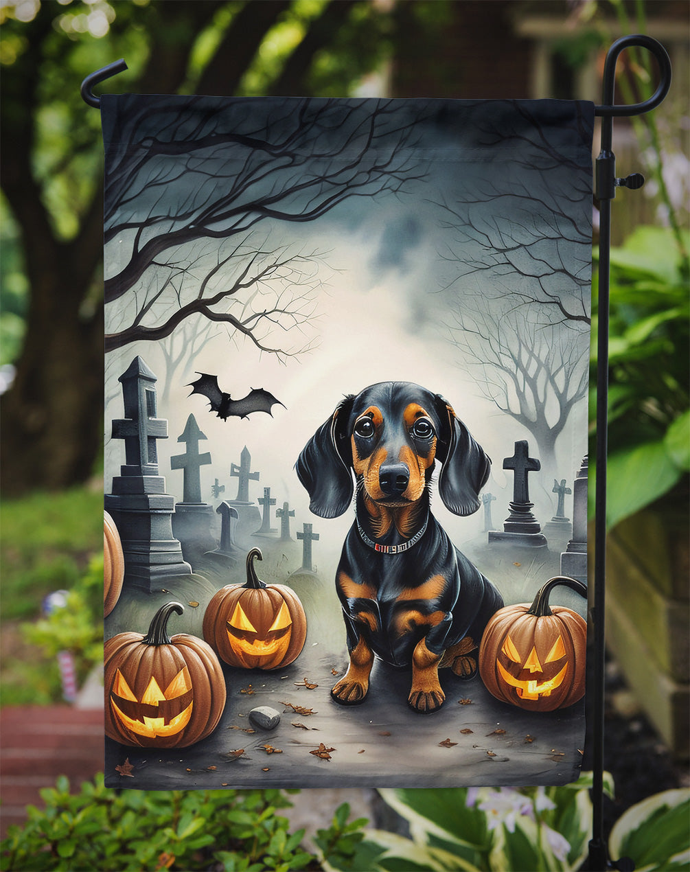 Dachshund Spooky Halloween Garden Flag