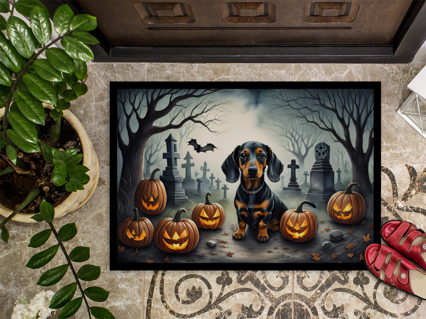 Dachshund Spooky Halloween Doormat