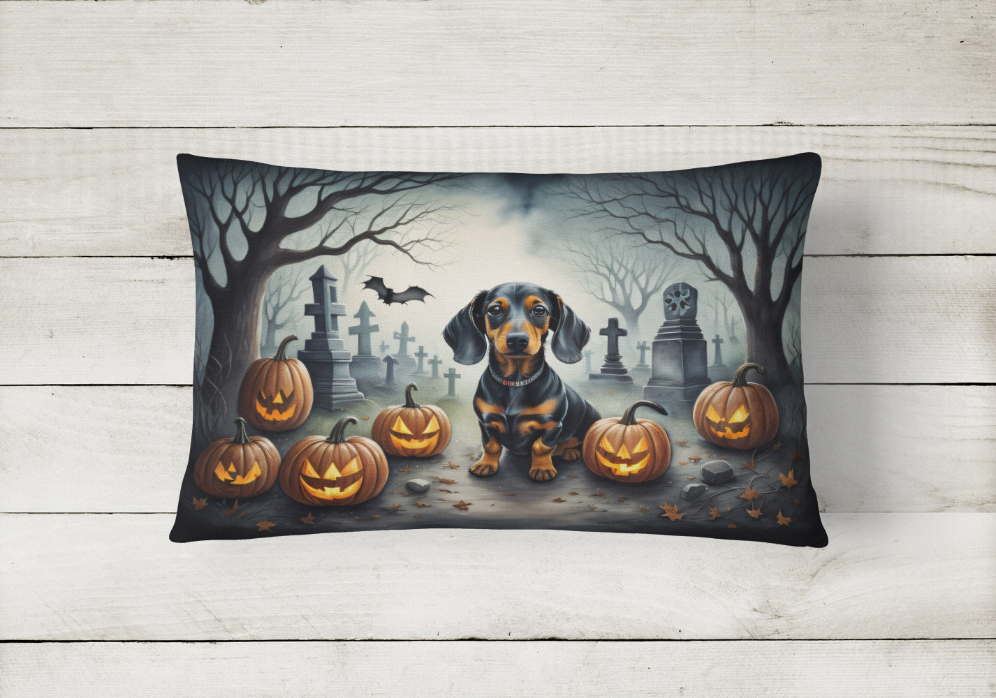 Dachshund Spooky Halloween Throw Pillow