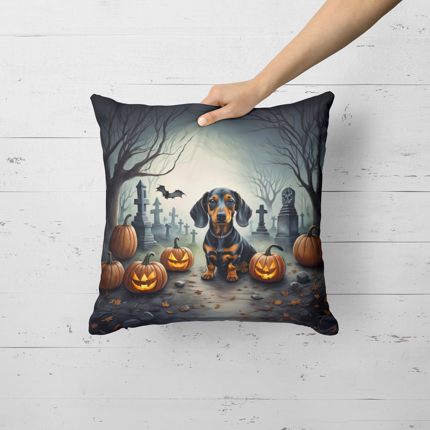 Dachshund Spooky Halloween Throw Pillow