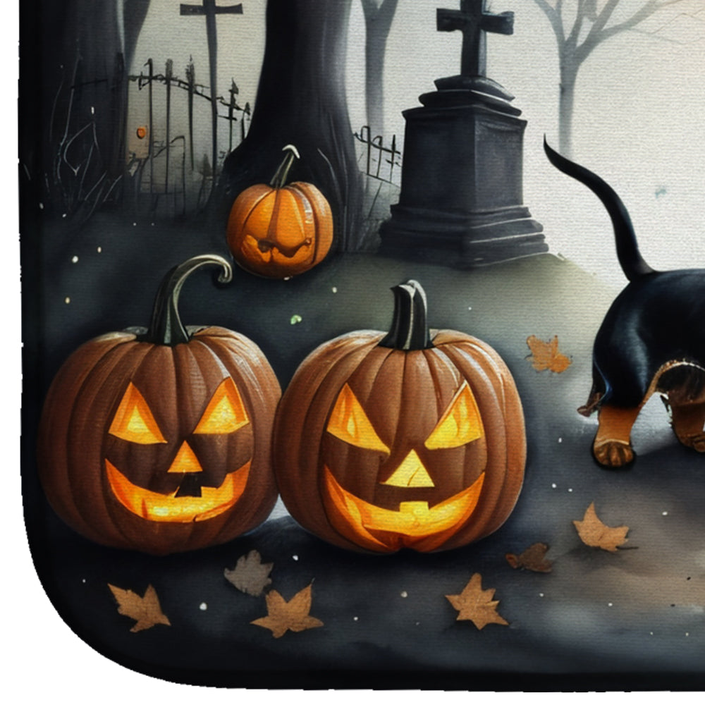 Dachshund Spooky Halloween Dish Drying Mat