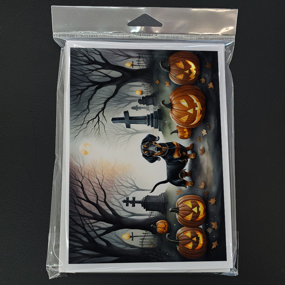 Dachshund Spooky Halloween Greeting Cards and Envelopes Pack of 8