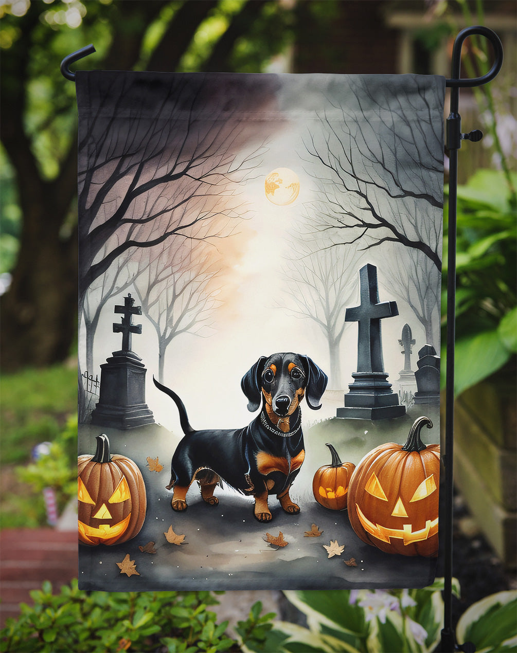 Dachshund Spooky Halloween Garden Flag