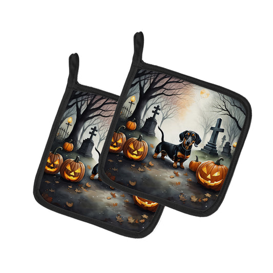 Buy this Dachshund Spooky Halloween Pair of Pot Holders