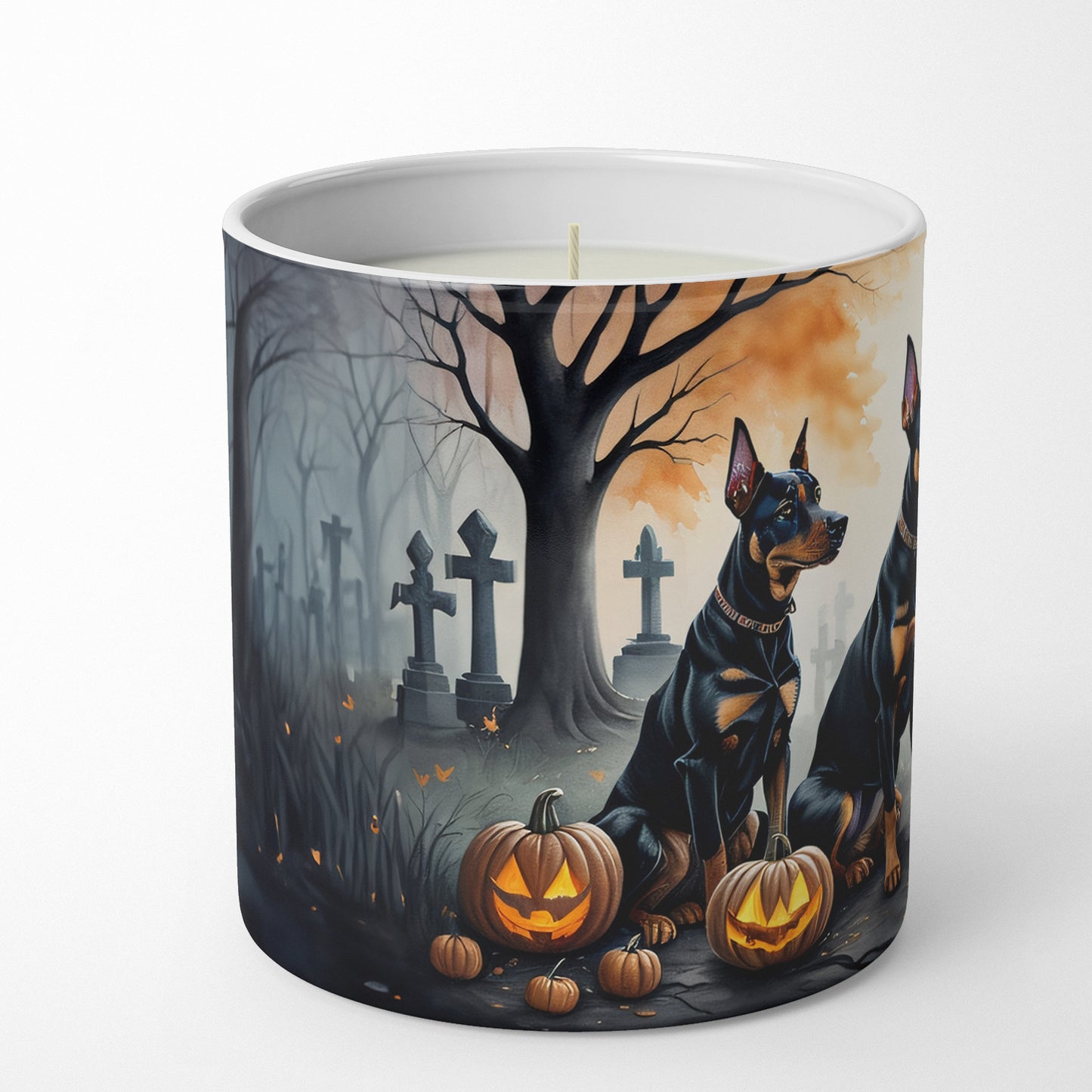 Buy this Doberman Pinscher Spooky Halloween Decorative Soy Candle