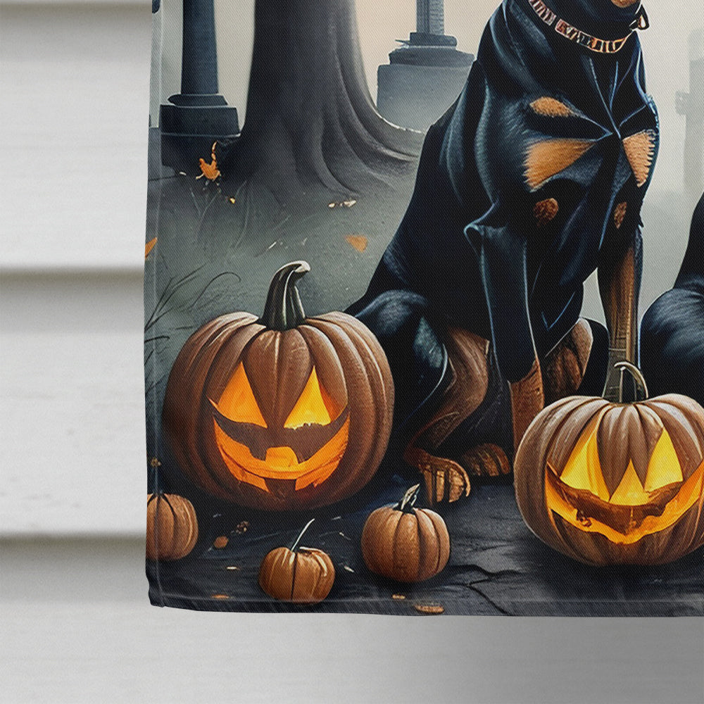 Doberman Pinscher Spooky Halloween House Flag