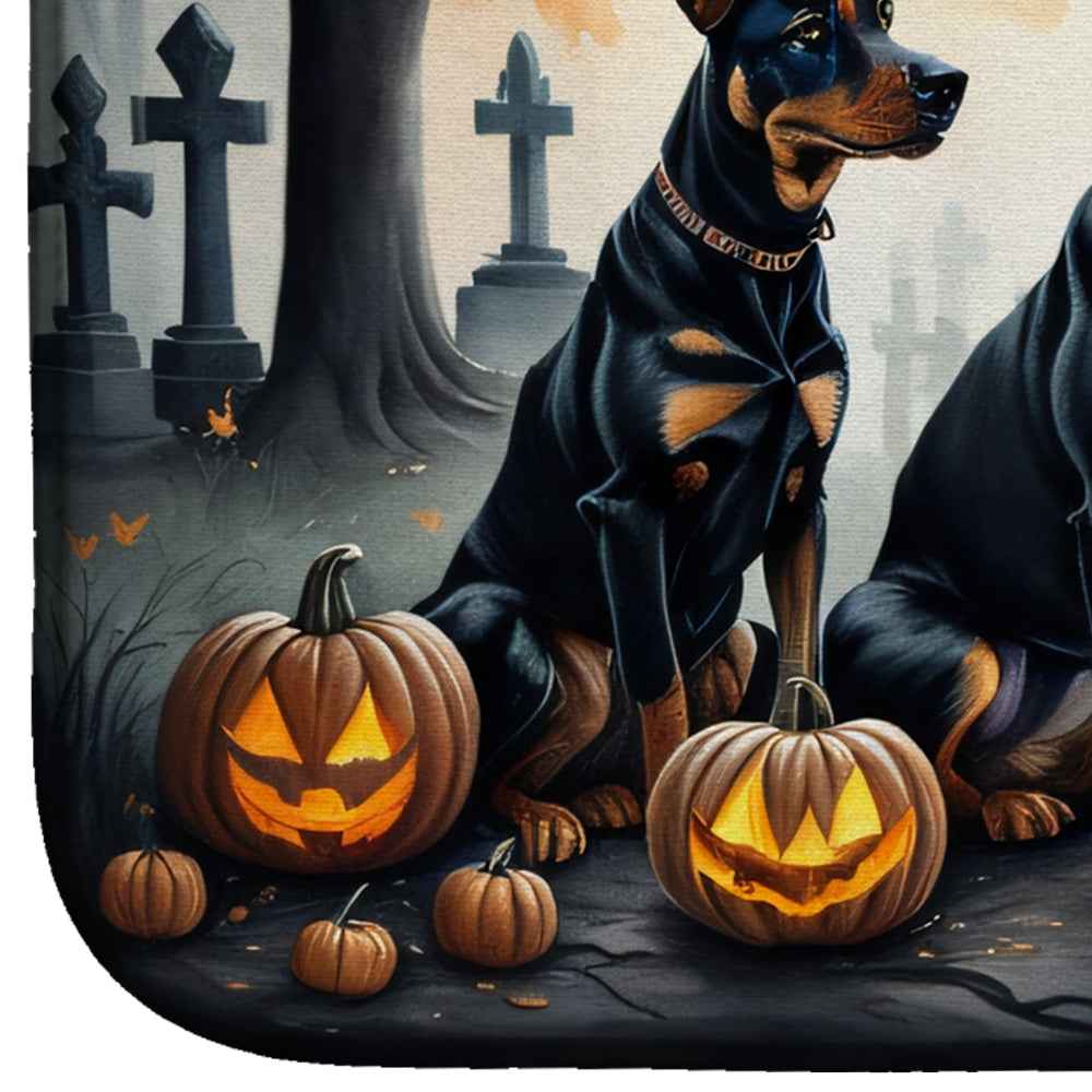 Doberman Pinscher Spooky Halloween Dish Drying Mat