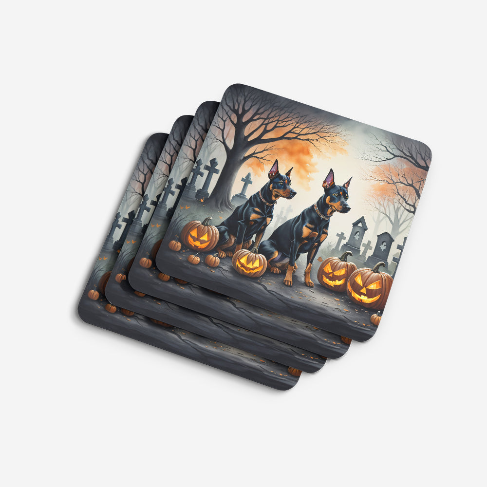 Doberman Pinscher Spooky Halloween Foam Coasters