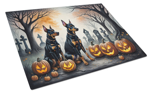 Buy this Doberman Pinscher Spooky Halloween Glass Cutting Board