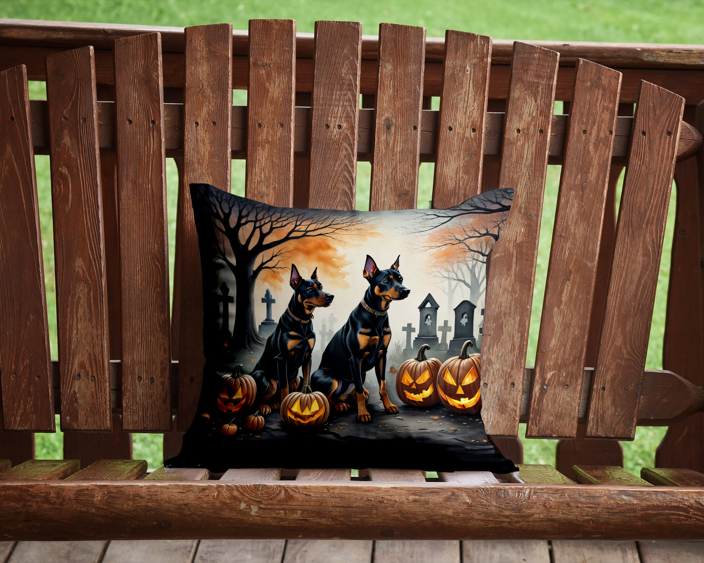 Doberman Pinscher Spooky Halloween Throw Pillow