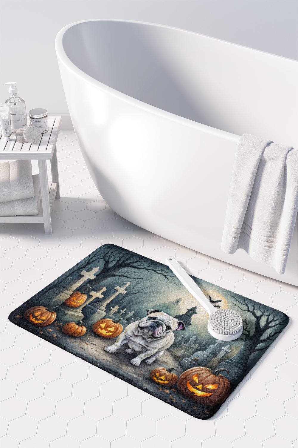 English Bulldog Spooky Halloween Memory Foam Kitchen Mat