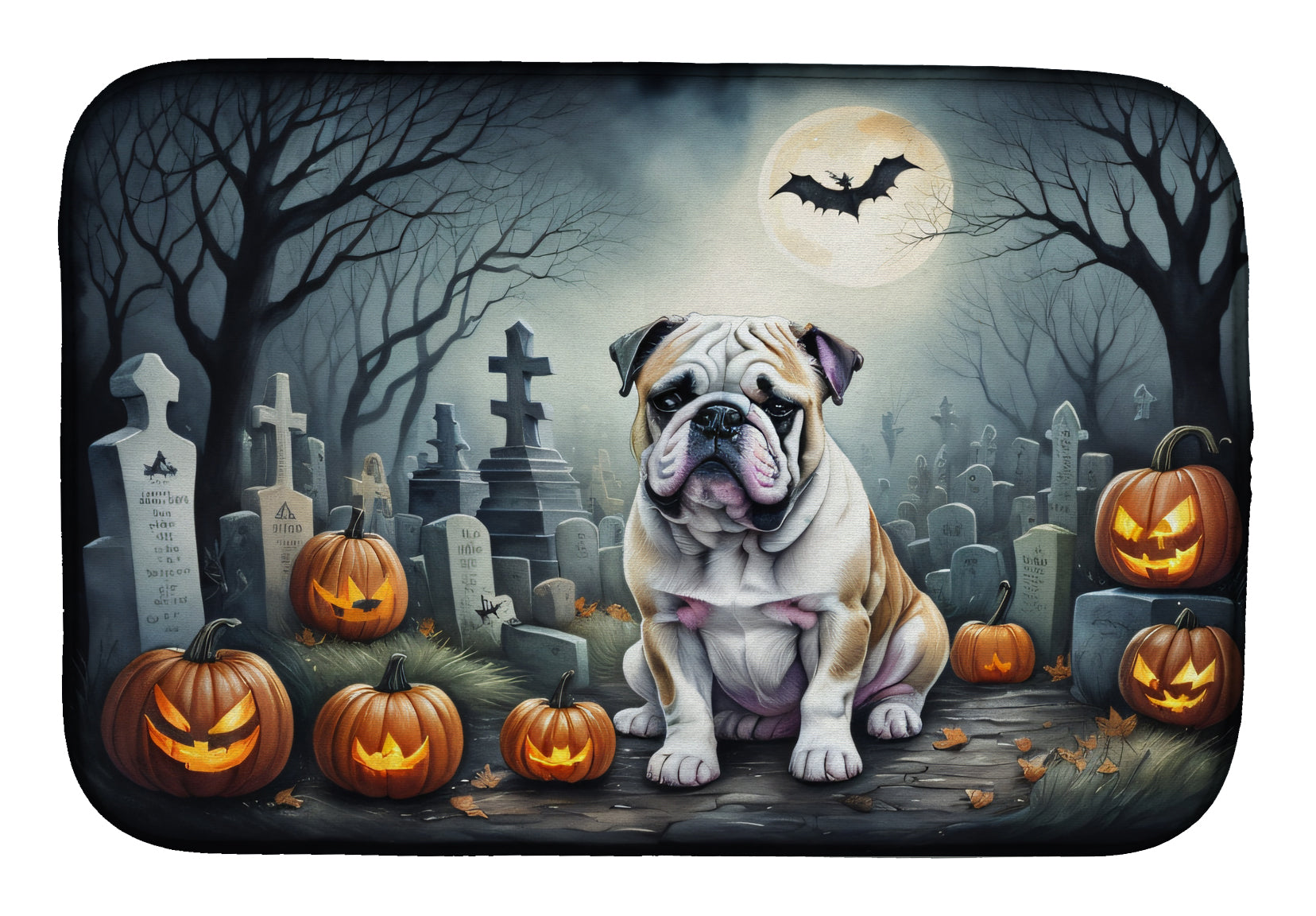 Buy this English Bulldog Spooky Halloween Dish Drying Mat