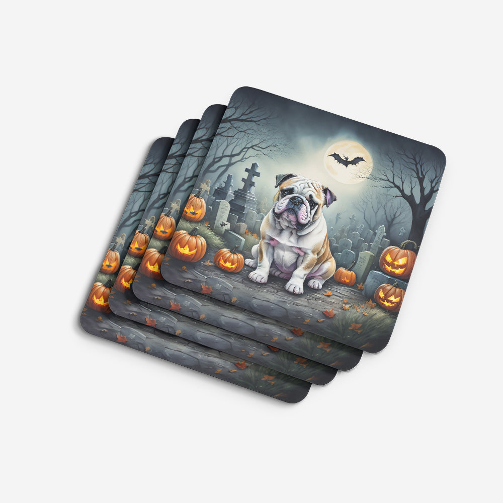 English Bulldog Spooky Halloween Foam Coasters