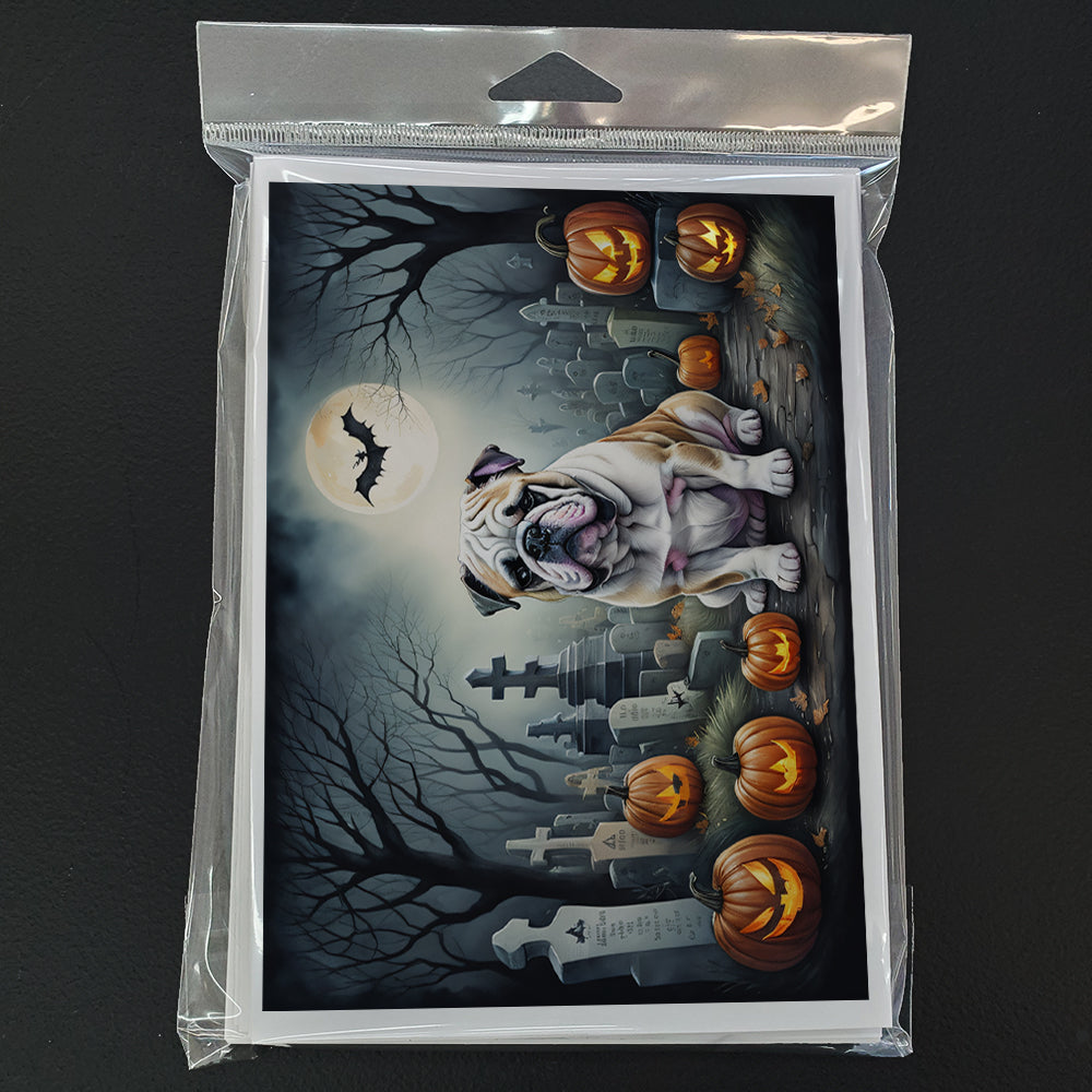 English Bulldog Spooky Halloween Greeting Cards and Envelopes Pack of 8