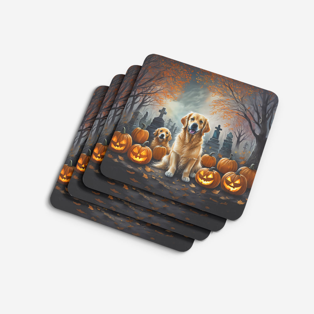 Golden Retriever Spooky Halloween Foam Coasters