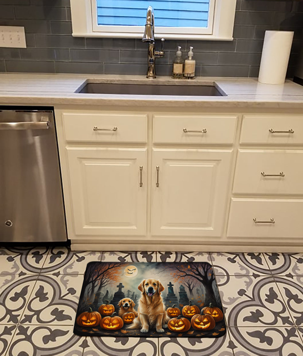 Golden Retriever Spooky Halloween Memory Foam Kitchen Mat
