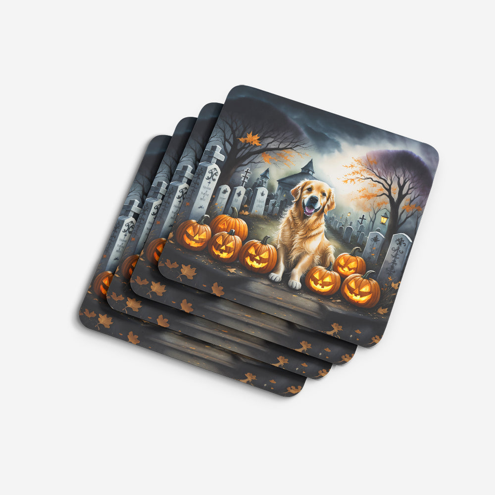 Golden Retriever Spooky Halloween Foam Coasters