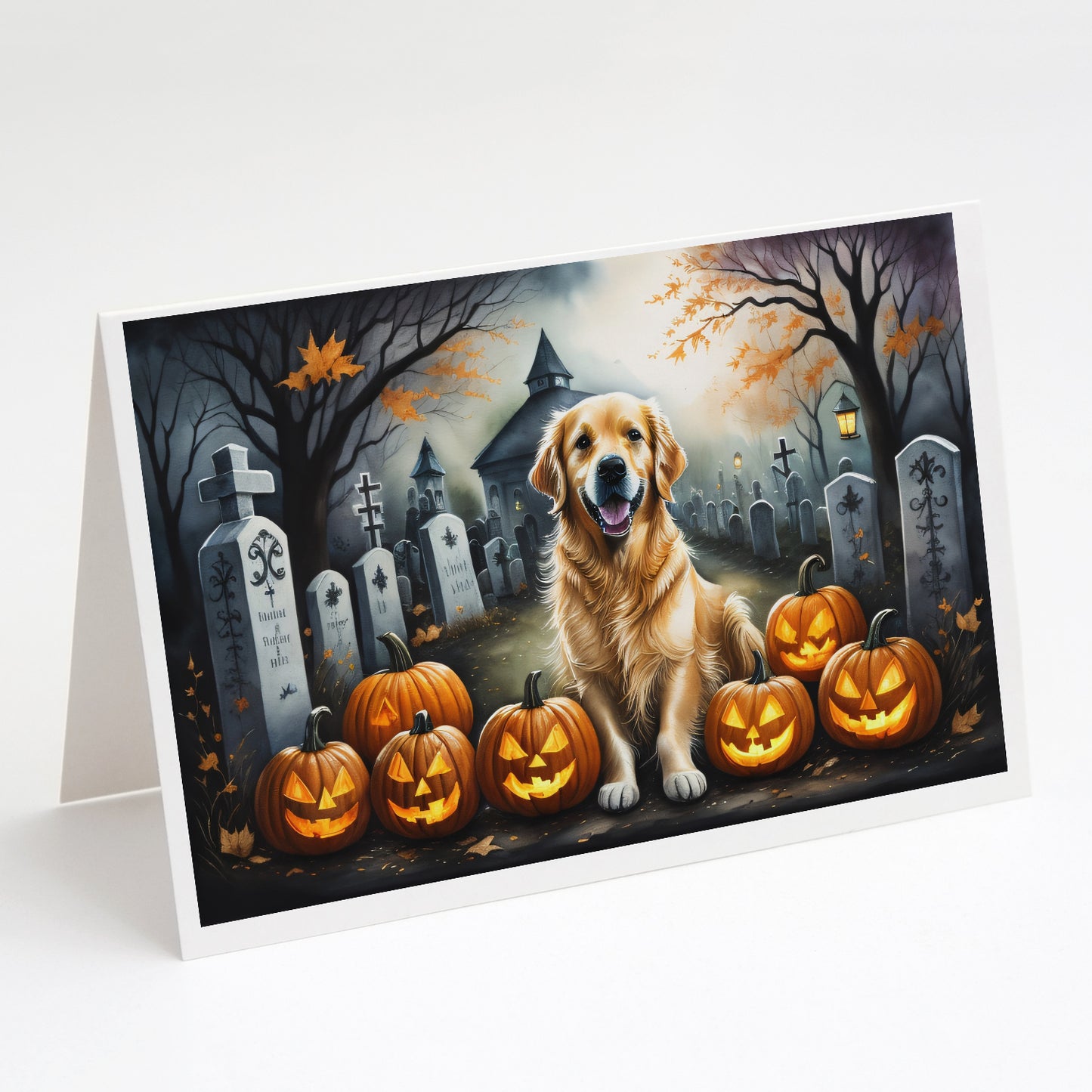 Buy this Golden Retriever Spooky Halloween Greeting Cards and Envelopes Pack of 8