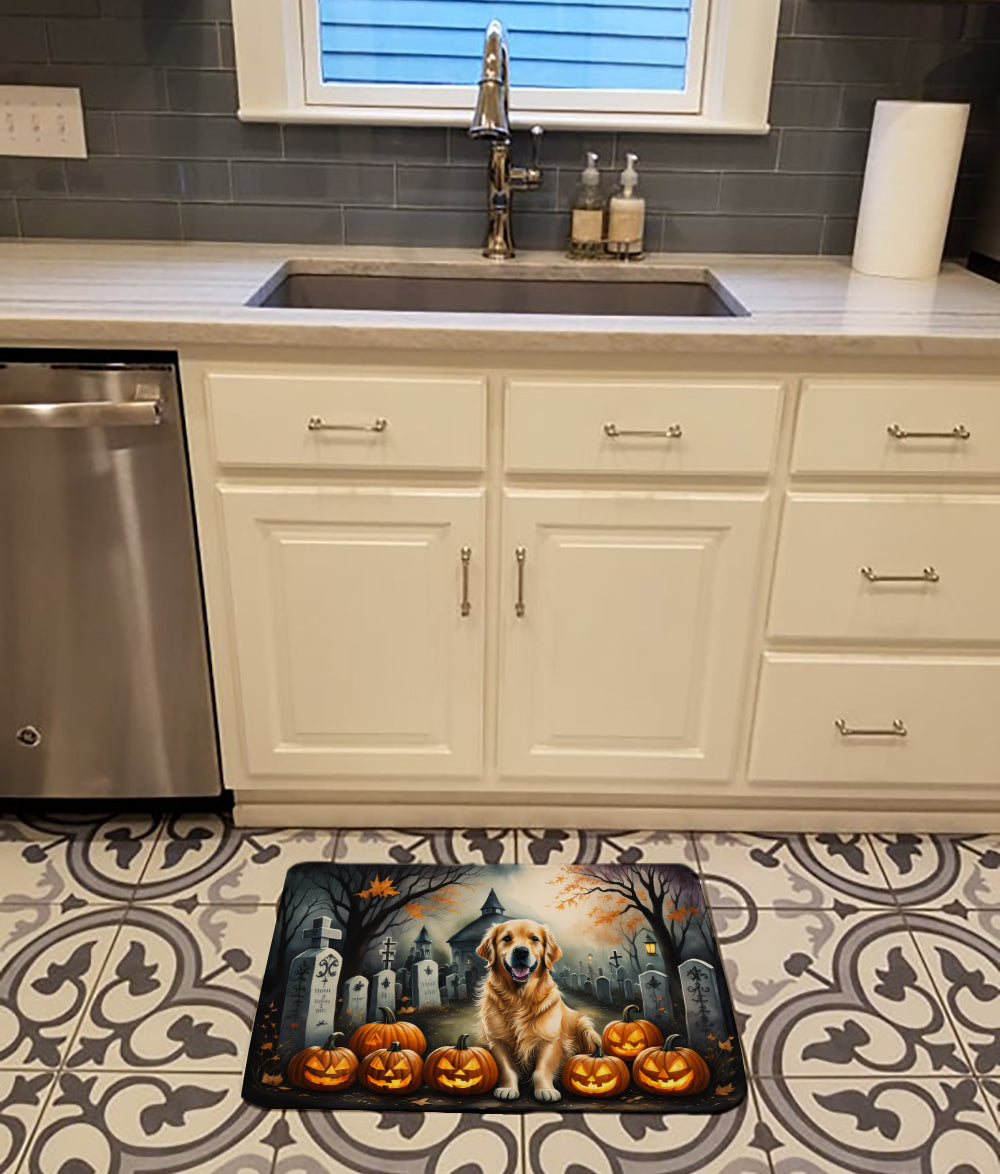 Golden Retriever Spooky Halloween Memory Foam Kitchen Mat