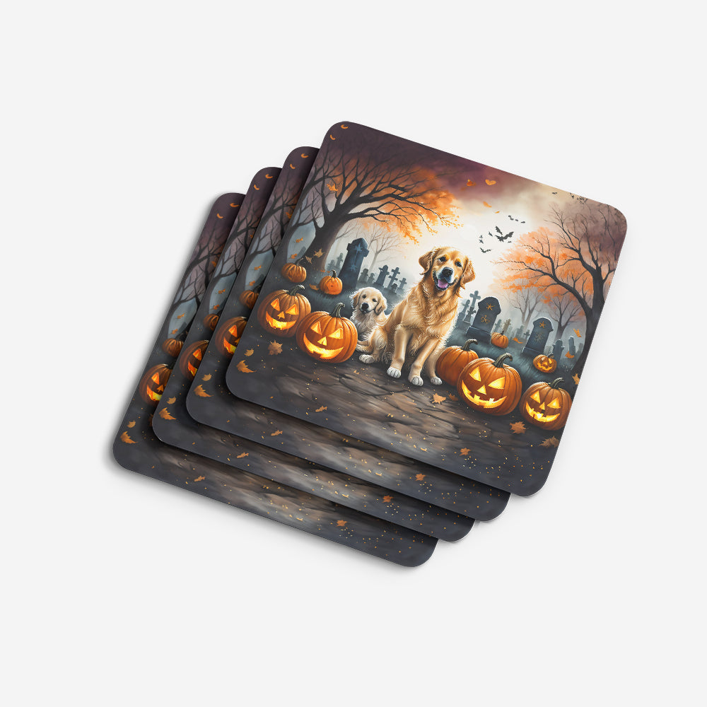 Golden Retriever Spooky Halloween Foam Coasters