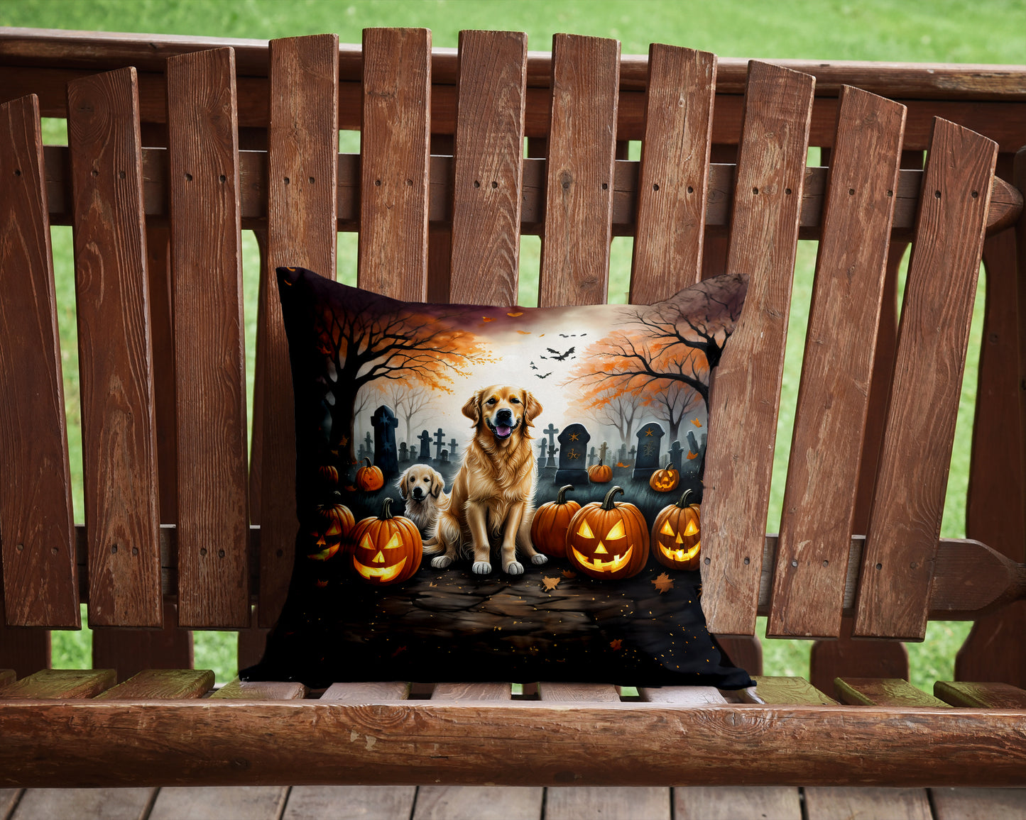 Golden Retriever Spooky Halloween Throw Pillow