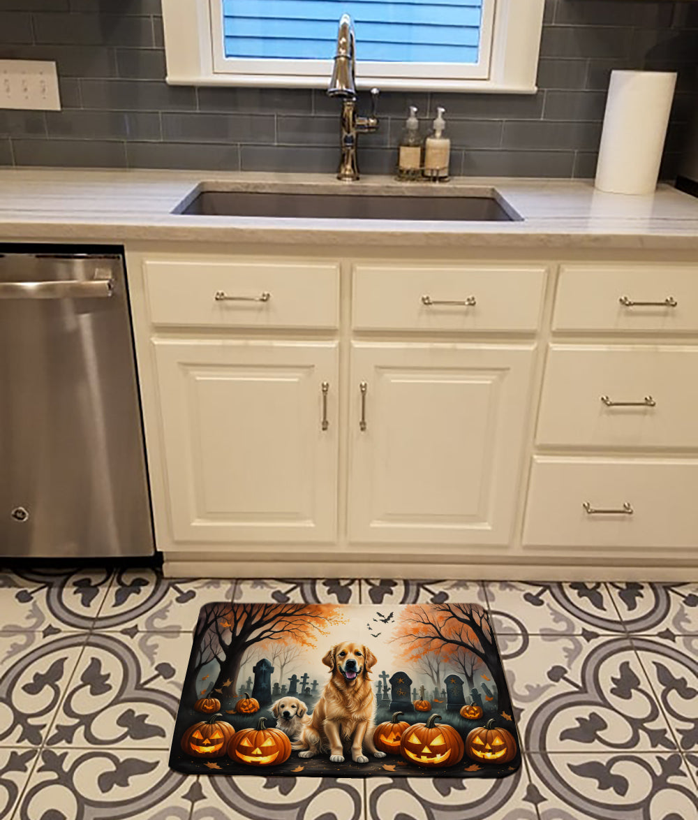 Golden Retriever Spooky Halloween Memory Foam Kitchen Mat