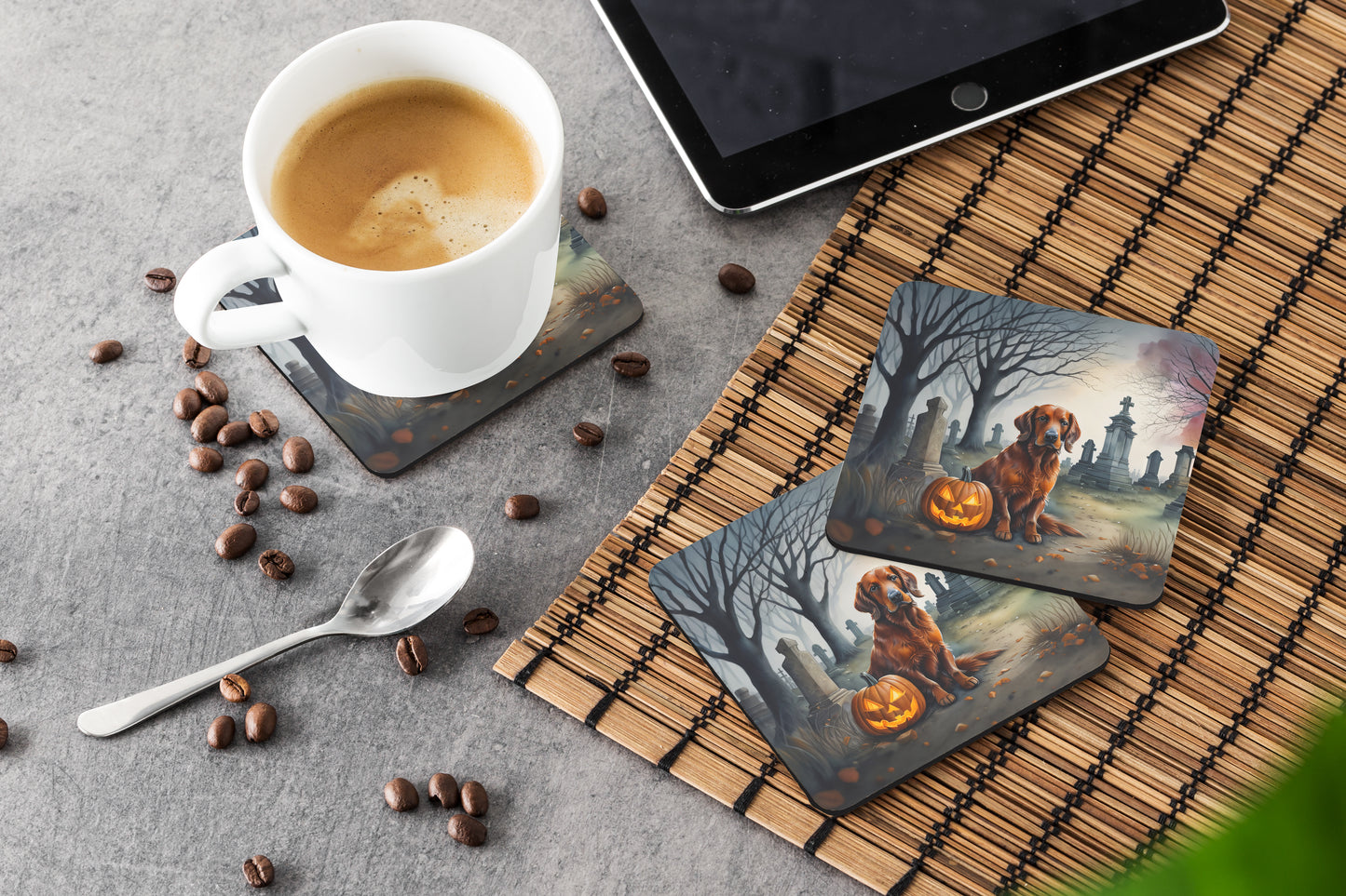 Irish Setter Spooky Halloween Foam Coasters