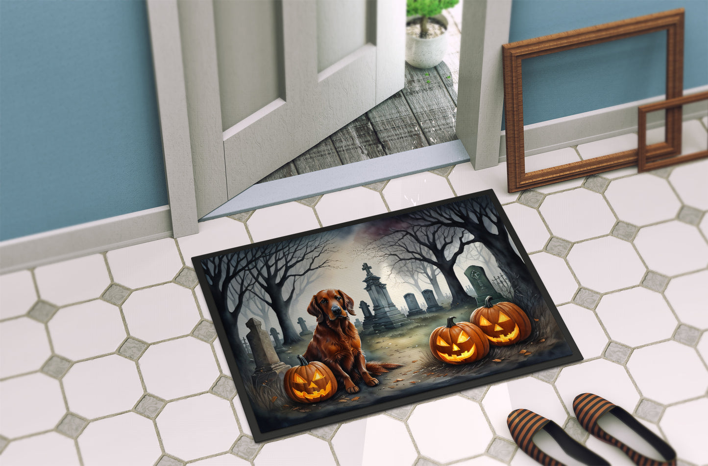 Irish Setter Spooky Halloween Doormat shop2supportrescues