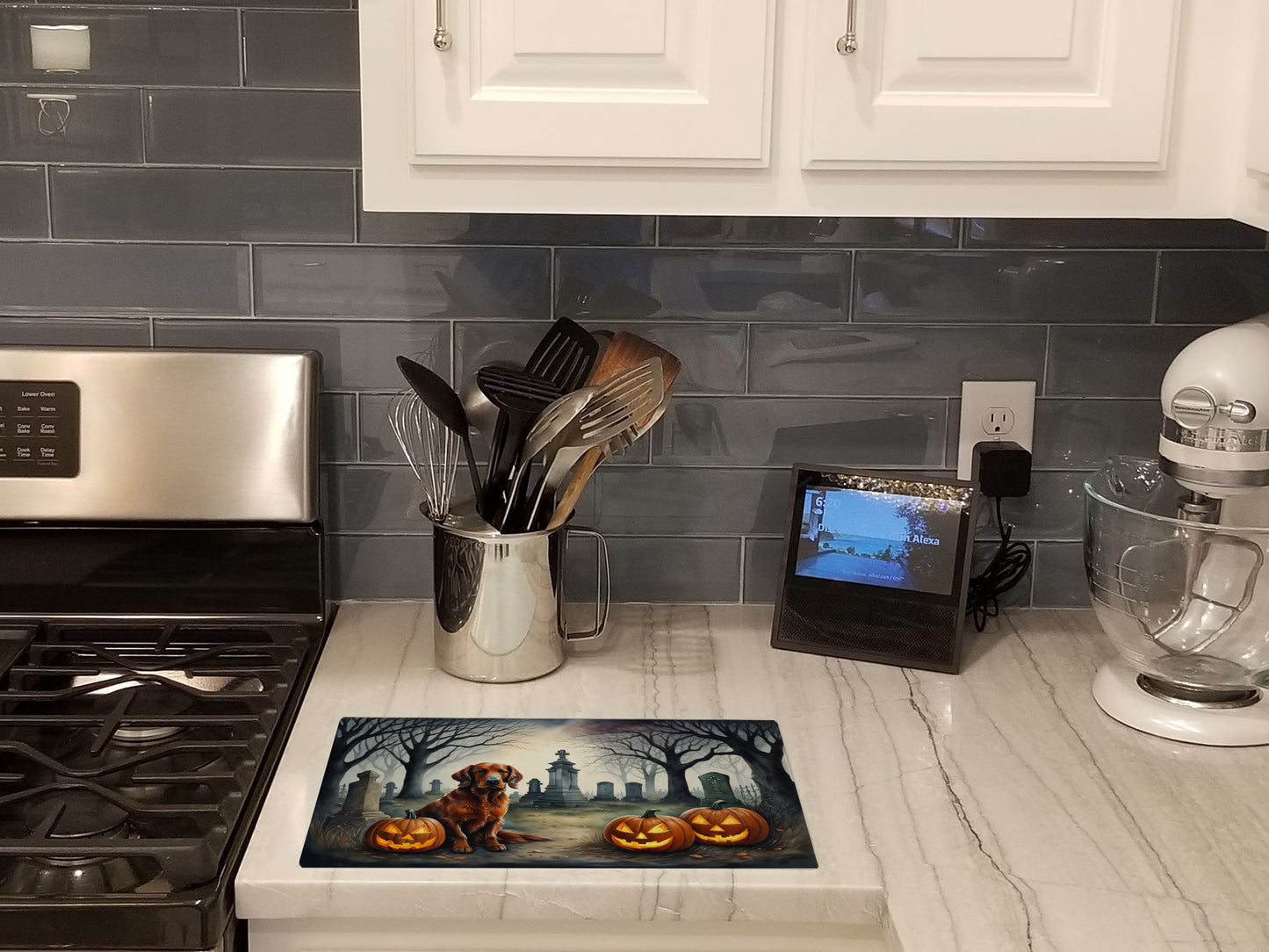 Irish Setter Spooky Halloween Glass Cutting Board