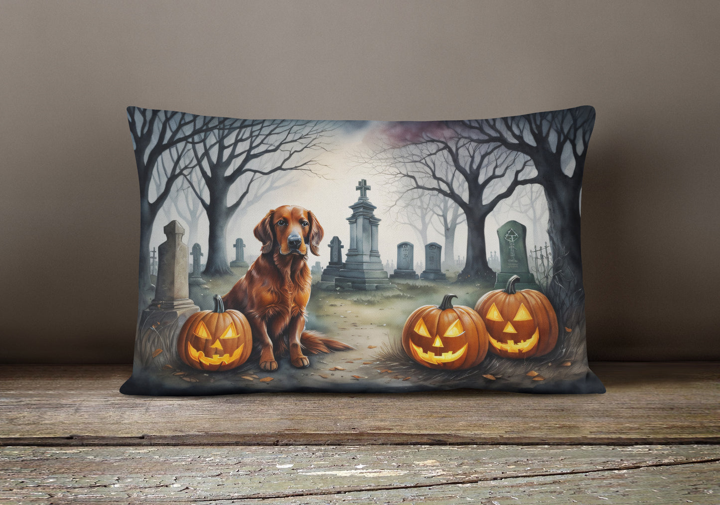 Irish Setter Spooky Halloween Throw Pillow