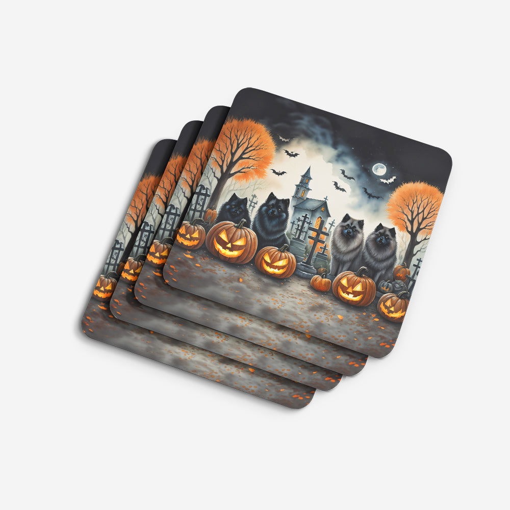 Keeshond Spooky Halloween Foam Coasters