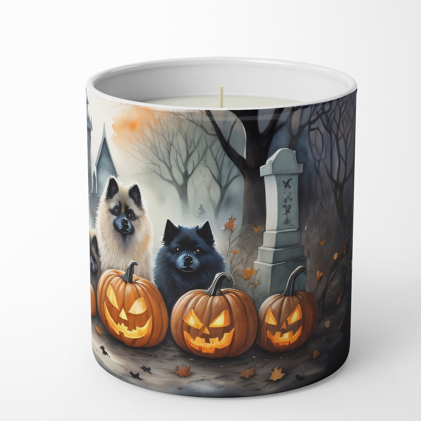 Keeshond Spooky Halloween Decorative Soy Candle