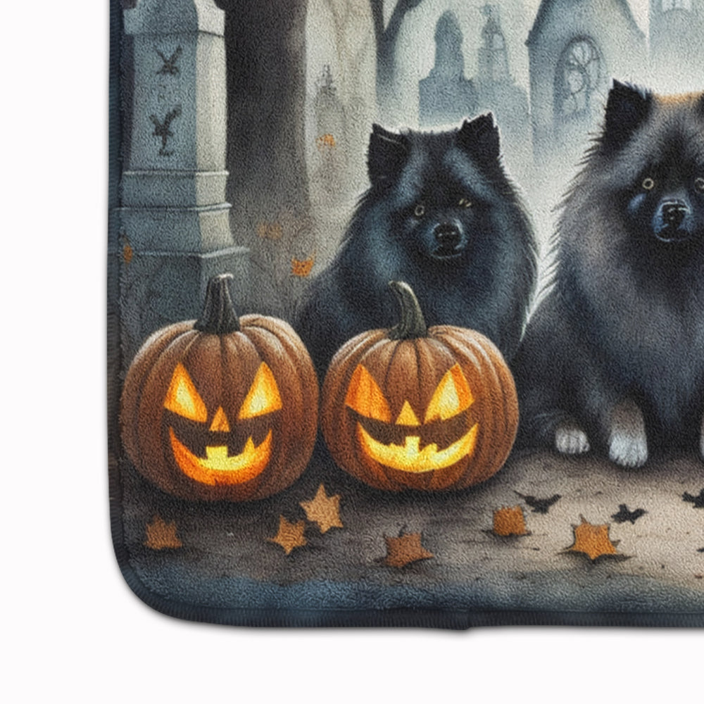 Keeshond Spooky Halloween Memory Foam Kitchen Mat