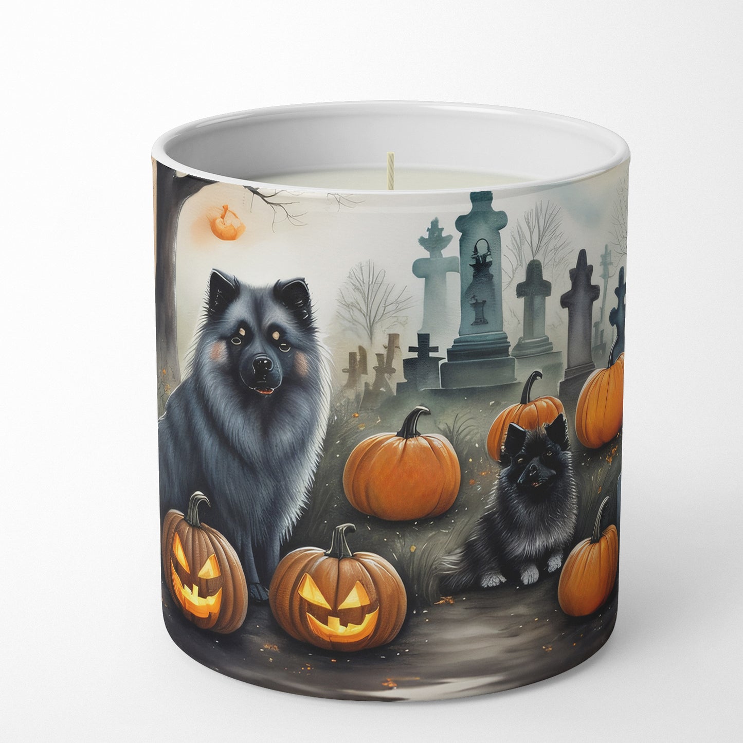 Keeshond Spooky Halloween Decorative Soy Candle
