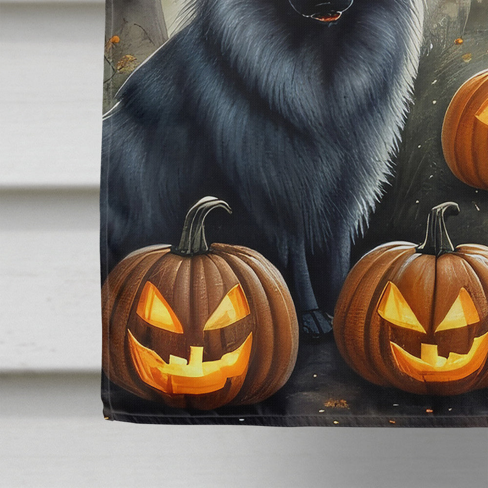 Keeshond Spooky Halloween House Flag