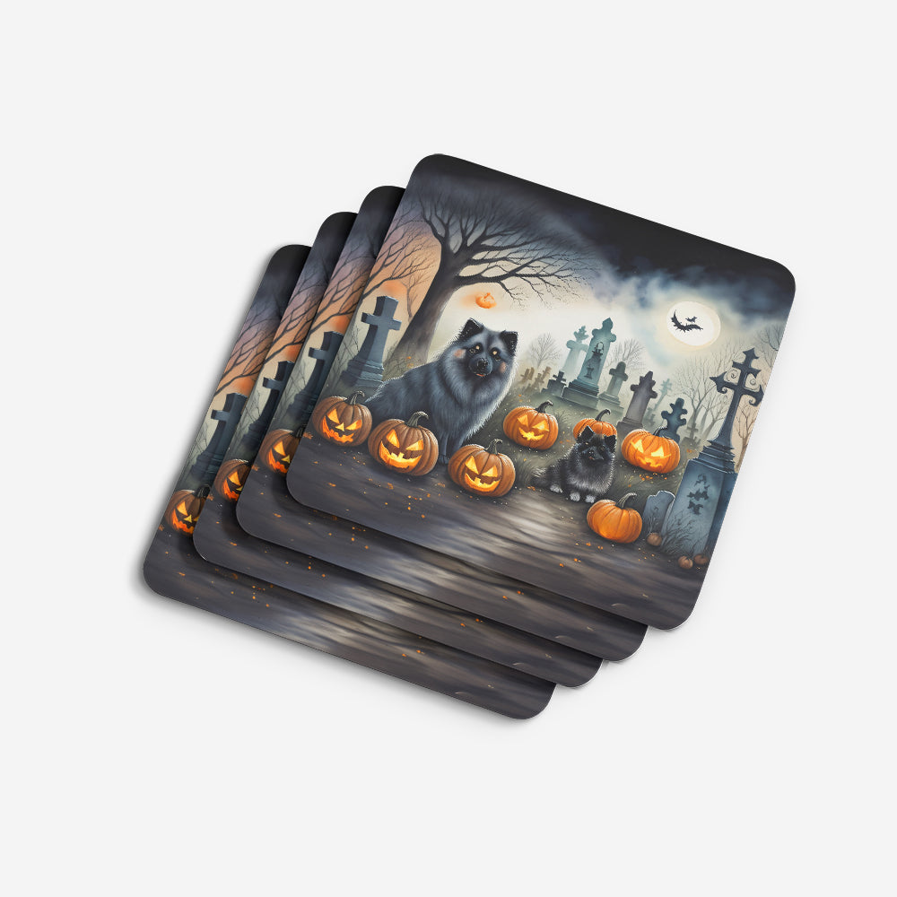 Keeshond Spooky Halloween Foam Coasters