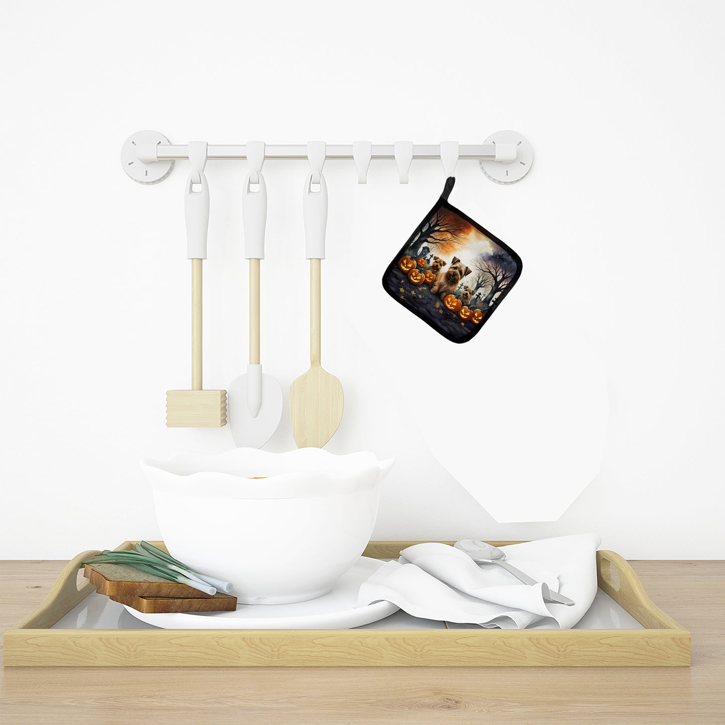 Norfolk Terrier Spooky Halloween Pair of Pot Holders