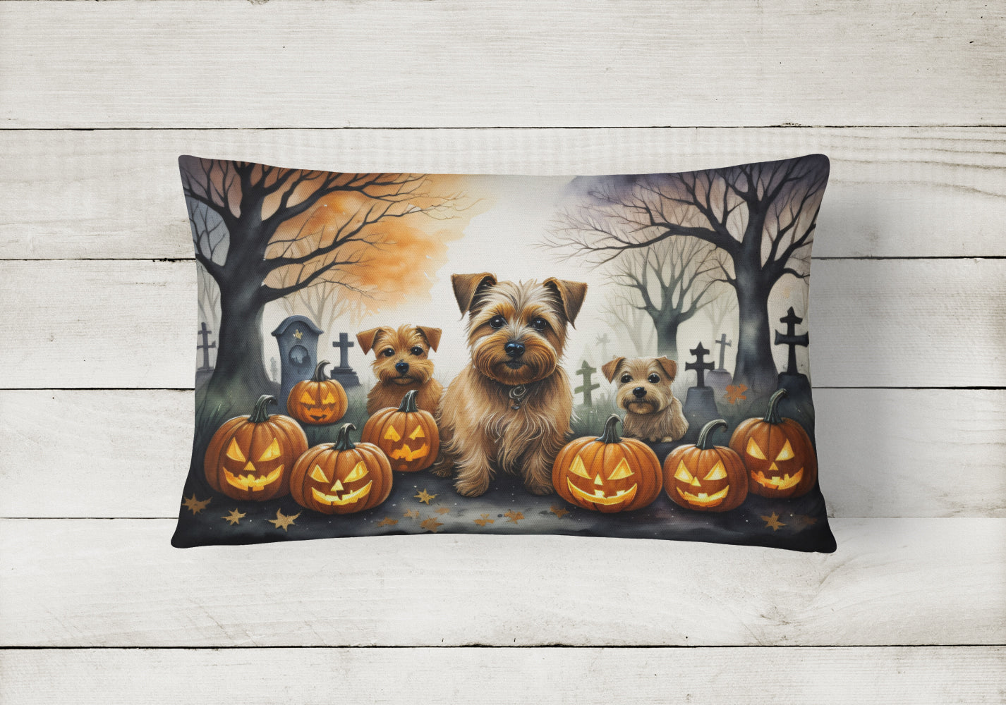 Norfolk Terrier Spooky Halloween Throw Pillow