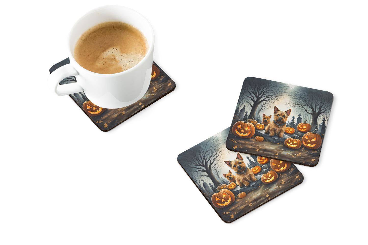 Norwich Terrier Spooky Halloween Foam Coasters