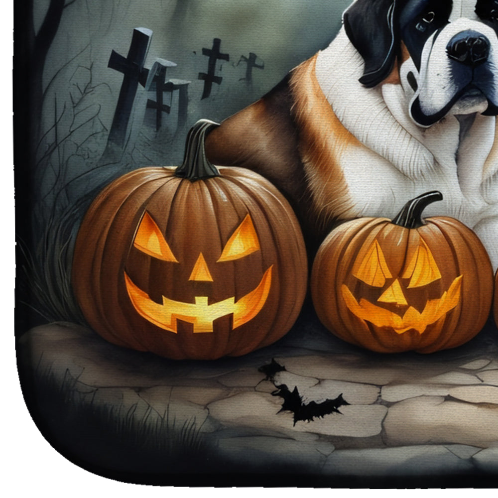 Saint Bernard Spooky Halloween Dish Drying Mat