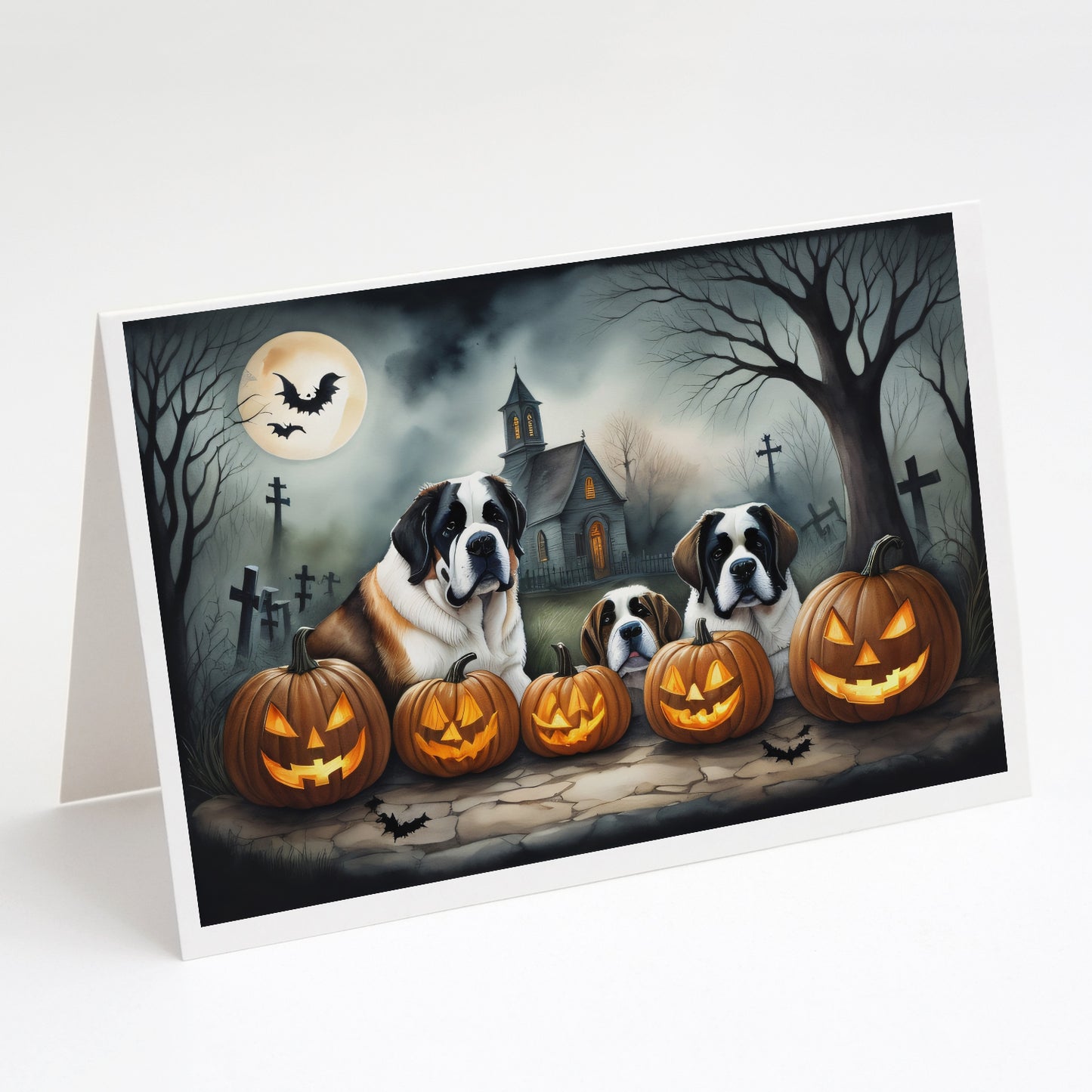 Buy this Saint Bernard Spooky Halloween Greeting Cards and Envelopes Pack of 8