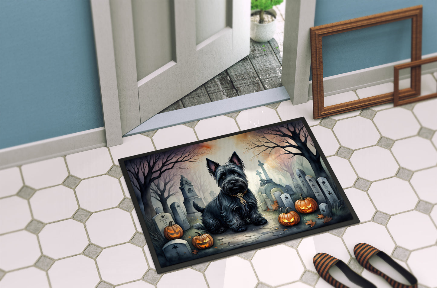 Scottish Terrier Spooky Halloween Doormat