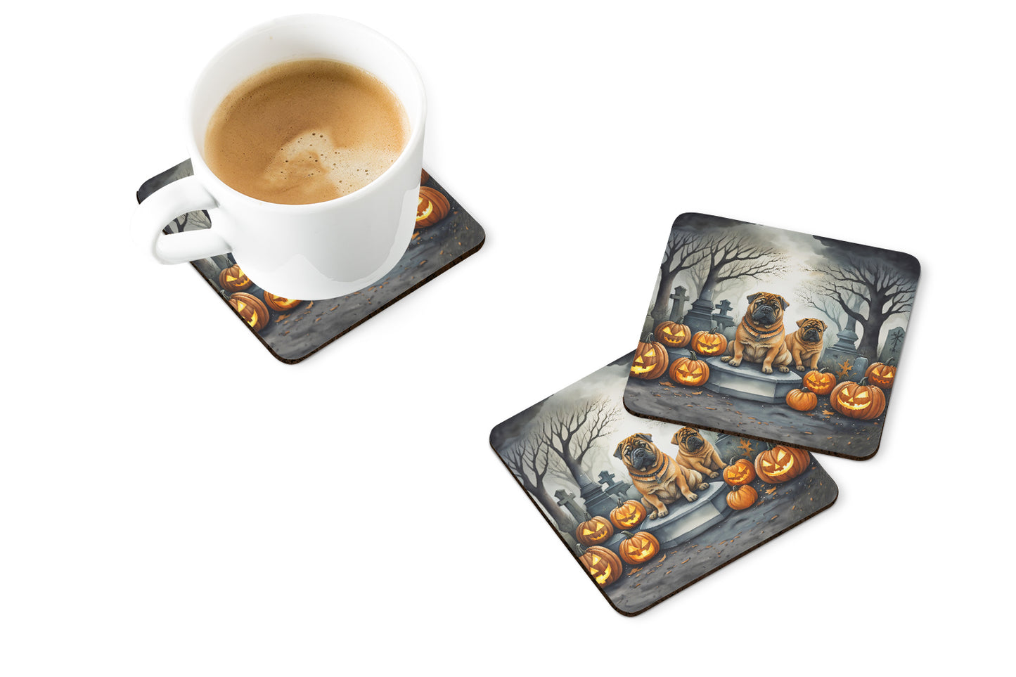 Shar Pei Spooky Halloween Foam Coasters