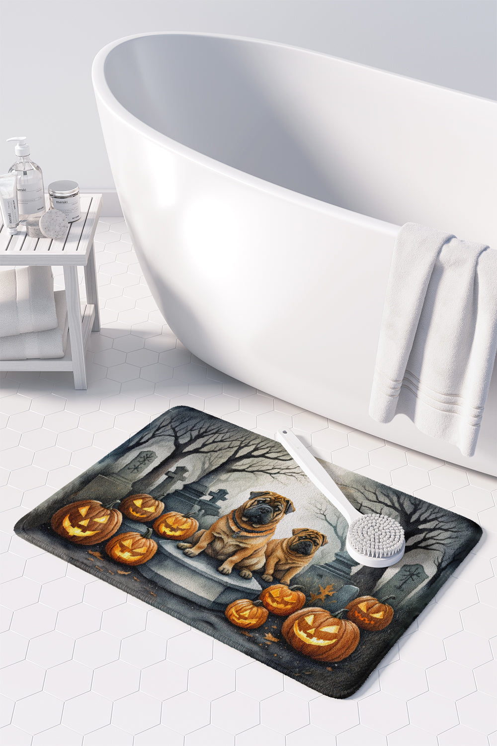 Shar Pei Spooky Halloween Memory Foam Kitchen Mat