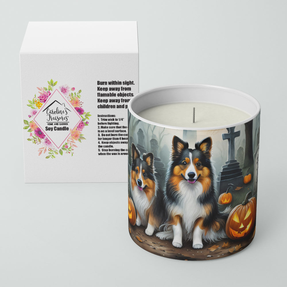 Sheltie Spooky Halloween Decorative Soy Candle
