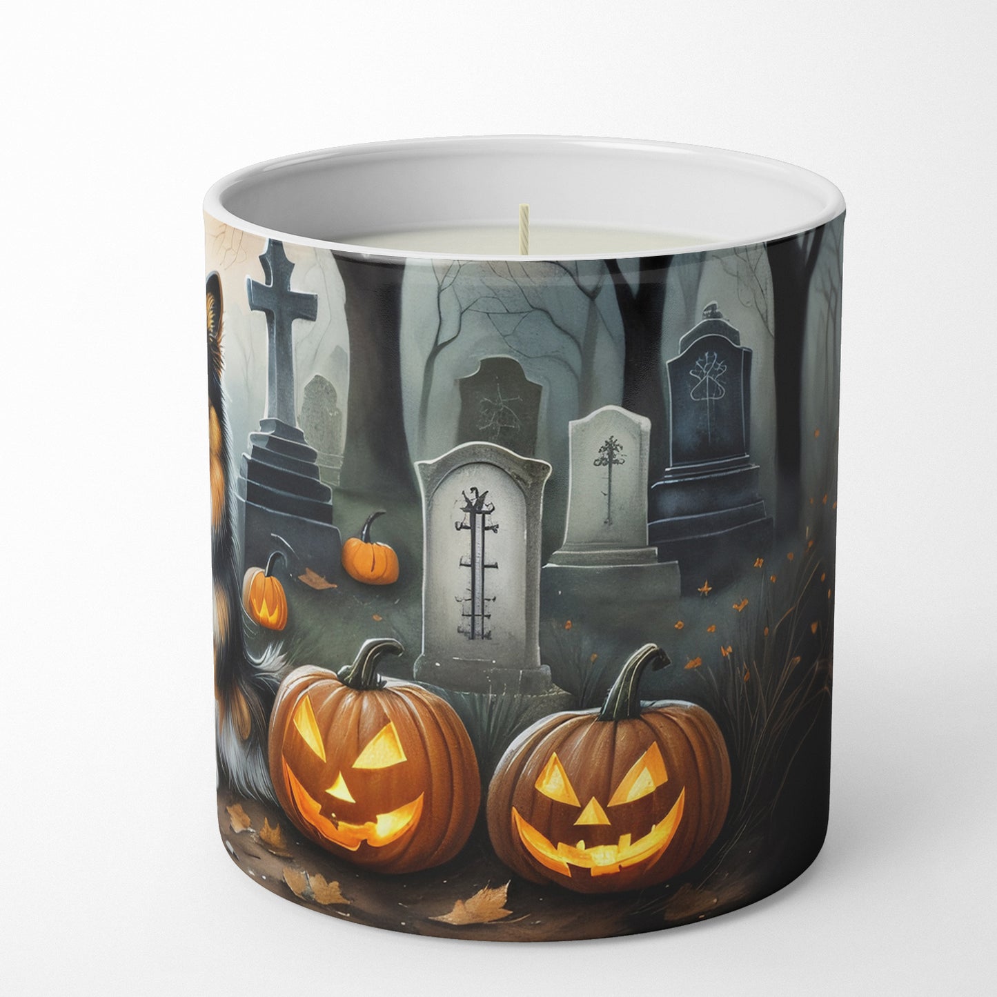 Sheltie Spooky Halloween Decorative Soy Candle