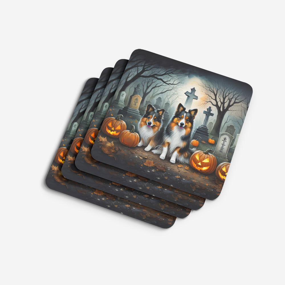 Sheltie Spooky Halloween Foam Coasters
